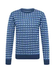 BLEND Pullover türkis / dunkelblau / weiß