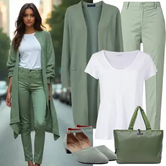 Zomer Sollicitatiegesprek Outfit met groen/geel Bootcut Broek/Kostuumbroek/Mousseline Broek/Zakelijke Broek/Tweed Broek/Rechte Broek/Wijde Broek/Gekreukte Broek/Wijd Uitlopende Broek yest "Lentekleding"