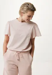 Mexx T-shirt With Flutter Sleeve Dames - Old Pink - Maat M