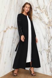 Black Stone Accessory Woven Cap & Abaya & Abaya