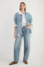 Blue Premium High Waist Barrel Baggy Jeans