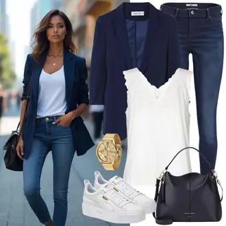Smart Casual Outfits Sommer mit Weiß/Braun/Creme Kinderspielzeug NEXT, Dunkelblau Blusenblazer/Blazerjacke/Longblazer/Boyfriend Blazer/Oversize Blazer VERO MODA Curve, Dunkelblau/Weiß/Blau Knöchelstiefel/Jeans mit Schlitz/Slim Fit Jeans/Low Waist Jean/Leder Schuhe/Low Rise Jean/Lederjacke/Push up Jeans VERO MODA, Schwarz/Weiß Shopper/Tragetasche/Schultertasche/Große Tasche, Weiß Plateau-Sneaker/Leder Sneaker/Vintage Sneaker/Canvas-Sneaker/Sommer Sneaker/Skateschuh/Sneaker Low/Schmaler Sneaker Puma "Business Casual Damen Outfits"