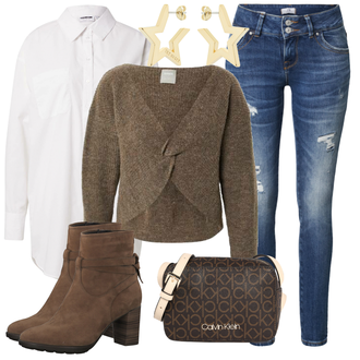 Winter Outfits mit Grau Bluse & Tunika Bluse Noisy may "Elegantes Winter Outfit"