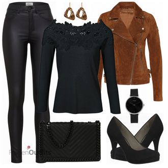 Outfit mit Rot Lederjacke Freaky Nation "Heine"