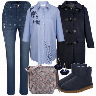 Outfit mit Blau Stiefel UGG "Blue"