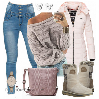 Winter Outfits Leichte 3/4-lang mit Grau/Braun/Khaki/Beige/Lila Zopfmuster Pullover/Schulterfreier Pullover YOINS "Elara"