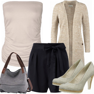 Old Money Outfit mit Schwarz/Dunkelblau/Blau Short Große Größe/Baggy Short/Bermuda/Leinen-short/Musselin Shorts/Paperbag-Shorts/Kurze Hose VERO MODA "Oversize"Look: Uni, Rad, Coole, Schön, Old Money, Trachten