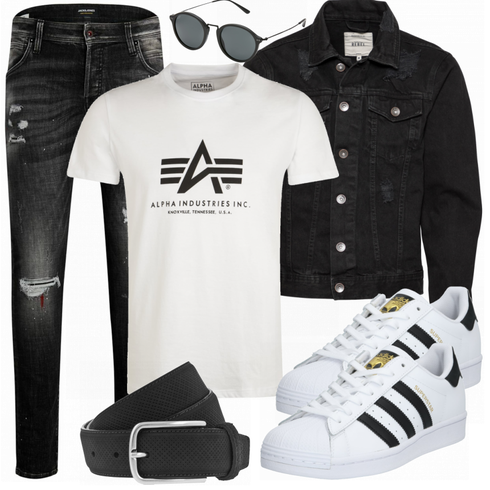 Grau T-Shirt Alpha Industries kombinieren