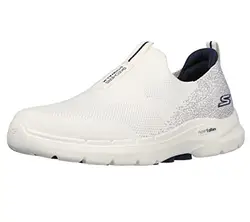 Skechers Men''''s Gowalk 6-Stretch Fit Slip-On Athletic Performance Walking Shoe, White/Navy, 8