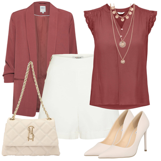 Outfit mit Rosa/Weiß/Beige/Braun/Rot Schuh High Heel Pumps/Hochfrontpump/Eleganter Schuh/Bequemer Pump Steve Madden "Modischer Sommer Look"