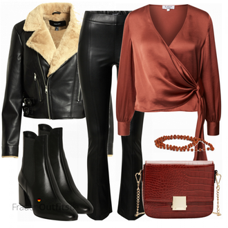 Elegante Outfits Satin mit Rot Bluse und Tunika Leger by Lena Gercke "Elegantes Herbst Outfit"