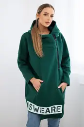 Insulated sweatshirt with zipper dark green