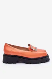 FILIPCZYK Comfortable Leather Loafers Orange Agathe