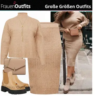 Outfit mit Braun Stiefel Apple of Eden "Schöne Große Größen Outfits"