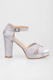 Women's Giselle Silver Glitter Platform Heeled Shoes