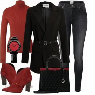 Schicke Outfits Coole mit Schwarz/Dunkelblau/Dunkelgrau Lederjacke/Thermojeans/Leder Schuhe/Biker Jeans/Low Waist Jean/Low Rise Jean/Winterjacke/Schlupfjeans/Push up Jeans/High Waist Jeans Only "Schickes Herbst Outfit"Look: Uni, Coole, Disco, Schön, Old Money, Nahtlos, Schlichte