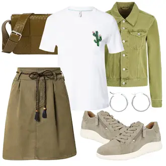 Outfit mit Dunkelgrün/Khaki Winterröcke/Rock Zum Binden/Mittelalter Rock/Cordrock/Cargo Rock Ragwear "Freizeit Outfit"