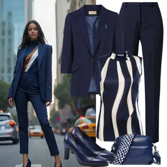 Kombinacije za posao sa Crvena/Pink/Tamnoplava/Plava Majica I Top Veći Broj/Tunika/Bluza Veći Broj/Bluza I Tunika Z-One "Elegantan izgled"