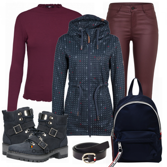 Outfit met blauw Laars Camel Active "Tommy Jeans"