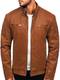BOLF Herren Lederjacke Stehkragen Kunstlederjacke Bikerjacke Winterjacke Übergangsjacke Steppjacke Motorradjacke Pilotenjacke Fliegerjacke Bomberjacke Casual Style EX927 Braun M [4D4]