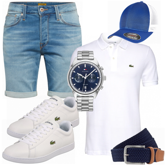 Outfit mit Weiß Poloshirt Lacoste "Alltags Outfit"
