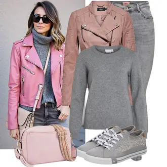 Frühlings Outfits Old Money mit Hellgrau/Grau/Dunkelgrau Lederjacke/Herren Lederjacke Only "Stylische Kombination für den Frühling"Look: Old Money, Coole, Nahtlos, Schön