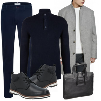 Outfit mit Schwarz Stiefel Rieker "Business Look"