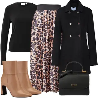 Outfit mit Beige/Weiß/Orange/Rosa/Gelb/Braun/Rot Short Große Größe/Kleid Große Größe/Hose Große Größe/Wadenlanger Rock/Christlicher Rock/Festlicher Maxi Rock/Italienischer Rock/Langer Rock/MaxiRock/MidiRock/Bedruckter Rock/Vintage MaxiRock Vila "Elegantes Winter Outfit"