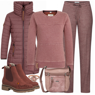 Outfit met bruin Brax "Naketano Pullover"
