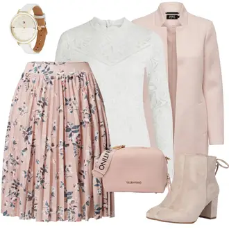 Outfit mit Rosa/Braun Short Große Größe/50 Jahre Rock/Christlicher Rock/Crinkle Rock/Rock Mit Blumenmuster/Italienischer Rock/MidiRock/Moderne Rock/Bedruckter Rock/Hochzeitsgast Rock/Kleid Große Größe About You "Winterlicher Look"