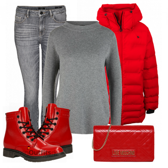 Outfit mit Rot Stiefel Tom Tailor "Alltagsoutfit"