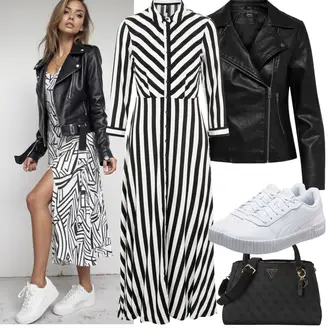 Outfit sa Narandžasta/Crna/Bijela/Zeleno Haljina Veći Broj/Bluza i Tunika Tunika yas "Proljetni Outfit"