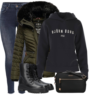 Imitatiebont Outfit met Jas met Capuchon/Fleece Jas/Jas van Imitatiebont/Gevoerde Jas/Gewatteerde Jas "Perfect voor de herfst"