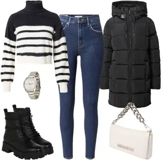 90er Outfit mit Blau/Dunkelblau Jeans Leggings/Jeggings/High Waist Jeans/Jeans mit Schlitz/Push up Jeans/Lederjacke/Schlupfjeans/Leder Schuhe/Thermojeans/Winterjacke levi's ® "Trendiger Freizeitlook"Look: Uni, 90er, Coole
