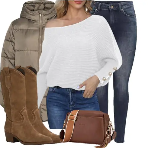 Braun Klassischer Stiefel/Spitzer Stiefel/Western Stiefelette/Vintage Stiefel/WeitschaftStiefel/ReitStiefel/CowboyStiefel/Cowboy Stiefel Tamaris kombinieren mit Grau/Weiß Glitzer Pullover/Oversized Pullover/Longpullover Generisch