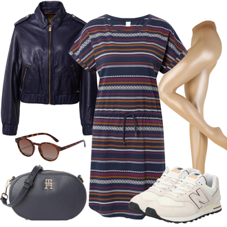 Stripes Outfit mit Mischfarben/Braun Sommerkleid/Lässiges Kleid/Jerseykleid/Nicki Kleid/Etuikleid/Gesmoktes Kleid/T-Shirt Kleid/Tunika Kleid Iriedaily "Perfekt für den Frühling"