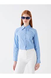 Lw - Straight Long Sleeve Crop Poplin Women's Shirt