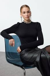 Black Glitter Knitted Blouse