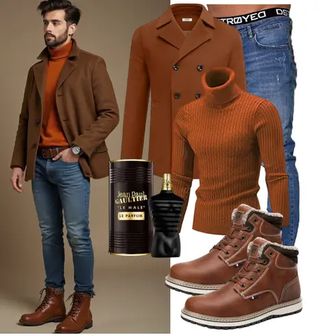 Beige/Braun/DunkelBraun Wattierte Stiefel/Wasserdichter Stiefel/Gefütterte Stiefelette/Winter Stiefel/Herren Lederschuhe/Winter Stiefelette/Winter Sneaker AX BOXING kombinieren