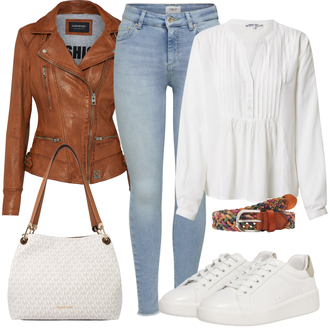Chic Outfit sa Krem/Bijela/Srebro/Bež Tenisica s platformom/Tanka Tenisica/Niska Tenisica/Rupičasta Tenisica/Kožna Tenisica/Tenisica sa šljokicama Only "Tvoj Otmjeni Outfit"Look: Boja, Disko, Metalik, Chic, Sportski, Bad Taste