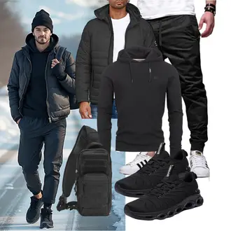 Mit Puff­ärmeln Outfit mit Dunkelgrau/Grau/Hellgrau/Schwarz Winterjacke/Hybridjacke/Daunenjacke/Kunstfaserjacke/Kapuzenjacke/Puffer Jacke/Isolationsjacke/Thermojacke Indicode "Freizeit Outfit"