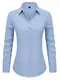 Damen Button-Down-Shirts, Kragen, enganliegend, langärmelig, knitterfrei, Bluse, formell, Büro, Arbeit, Tunika, Tops, B-light blue, Klein
