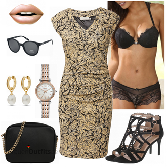 Outfit mit Schwarz High Heel/Sandalette Bullboxer "Auffälliges Abend Outfit"