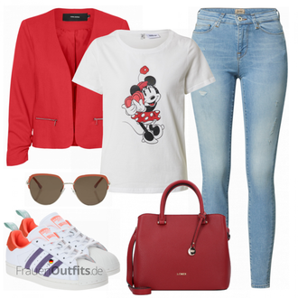 Outfit mit Blau/Hellblau/Braun Lederjacke/High Waist Jeans/Jeans mit Schlitz/Push up Jeans/Schlupfjeans/Leder Schuhe/Herren Lederjacke Only "Cooler Look für den Frühling"