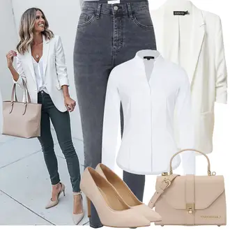 Outfit mit HellGrau/Grau/Dunkelblau/DunkelGrau/Blau Hose Große Größe/Leggings Große Größe/Damen 7/8-Länge Jeans/Cropped Jeans/High Waist Jeans/Jeans mit Schlitz/Push up Jeans/Lederjacke/Thermojeans/Winterjacke Topshop "Frühling outfit"