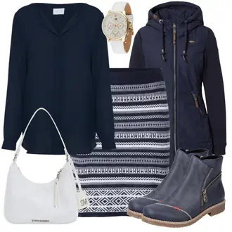 Winter Outfits mit Dunkelblau Bluse und Tunika/Blusenbody/Bluse Mit Knopf/Bluse mit Stehkragen/Business Bluse/Lederjacke/Langarmbluse/Bügelfreie Bluse/Seidenbluse/Schlupfbluse/Einfarbige Bluse/Businesshemd/Casual Hemd/Business Hemd/Bügelfreies Hemd/Hemdbluse/Bluse Große Größe Vila "Perfekt für den Winter"