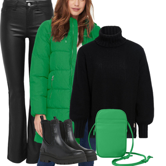 Outfit met zwart Opstaande kraag cardigan/Winter vest/Gebreide Poncho/Wollen vest/Cardigan met ronde hals/Kasjmier cardigan Knit Factory "Outfit voor de winter"