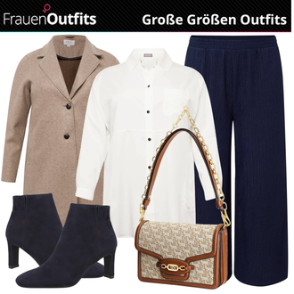 Outfit mit Dunkelblau/Blau Klassische Stiefelette/SommerStiefelette/Vintage Stiefelette/Leder Stiefelette/Klassischer Stiefel/Gefütterte Stiefelette Tamaris "Herbstliche Mode Für Mollige"