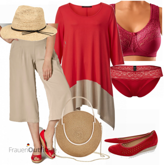 Outfit mit Rot/Rosa/Dunkelrot Bikini große größe Mey "Farbliches Frühlings Outfit"