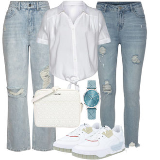 Vintage Outfits mit Grau Jeans Buffalo "Urlaub Outfit"